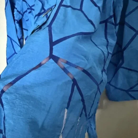 New Ali Miles Medium Blue Black Artsy Lagenlook Textured 3/4 Sleeve Art To Wear - Picture 8 of 14